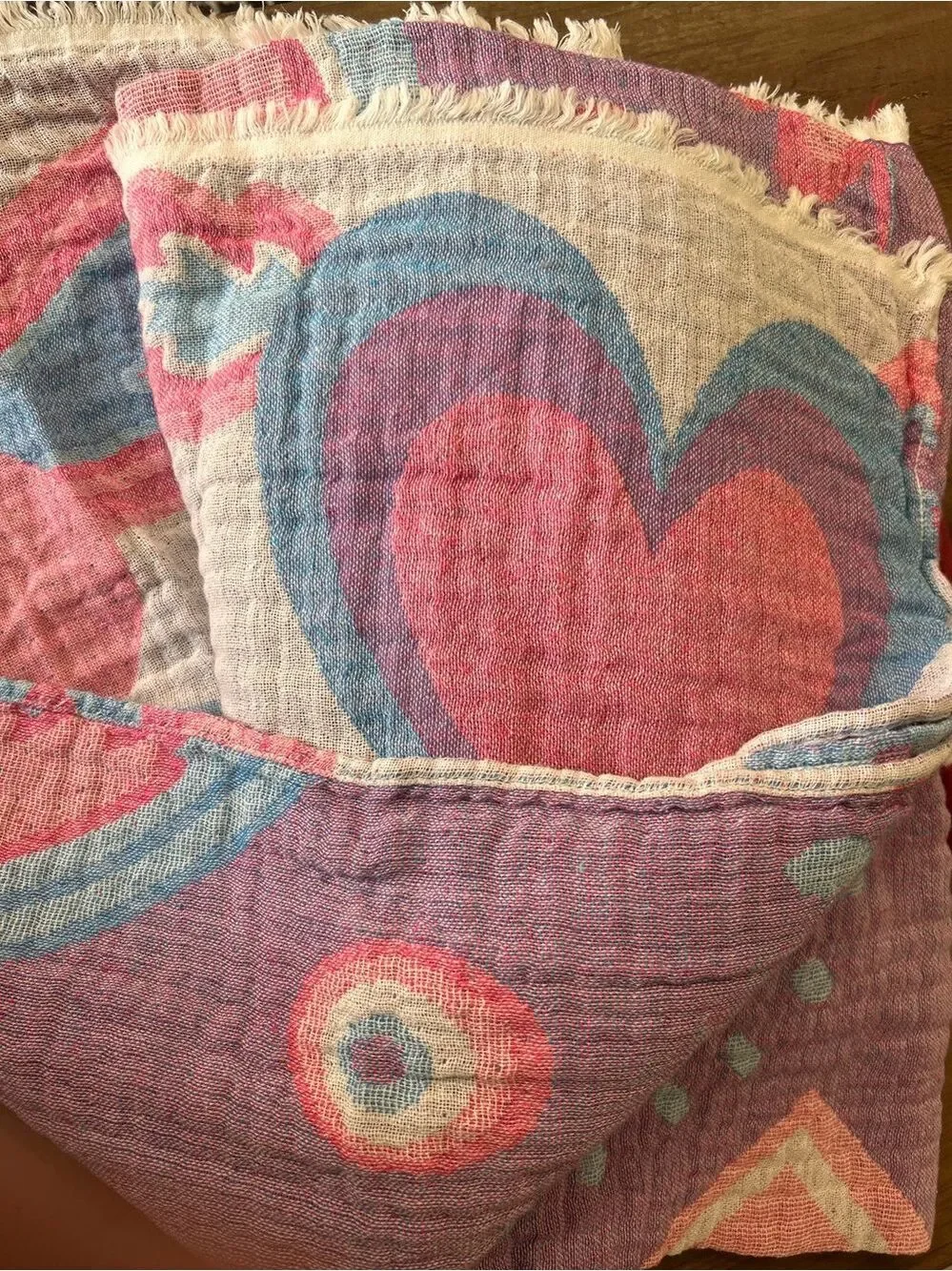 Dorm Colorful Heart Woven Throw Blanket Towel Curtain Home Decor NEW 44 x 74